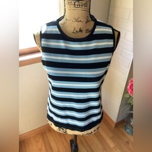 Calvin Klein Black and Blue Striped Tank Top